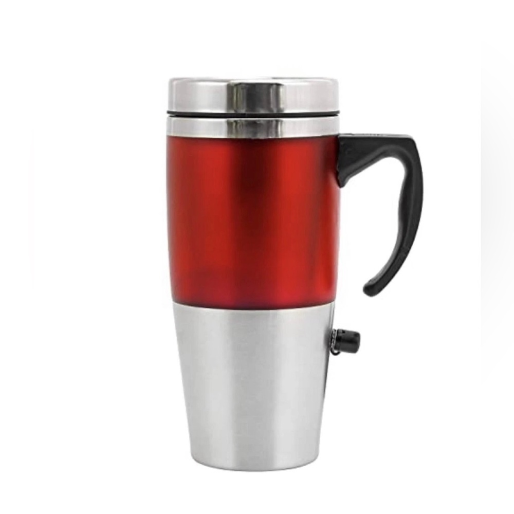 Auto USB Stainless Steel Heated Travel Mug Flask with Car & USB Charge-Red/16oz - Picture 4 of 9